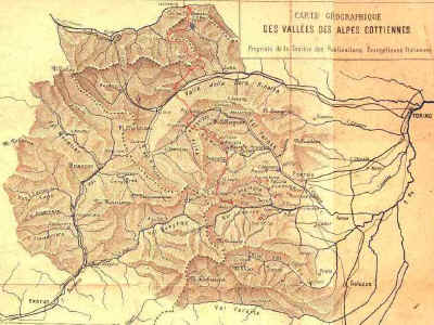 ALPI COZIE da carte geographique 1898